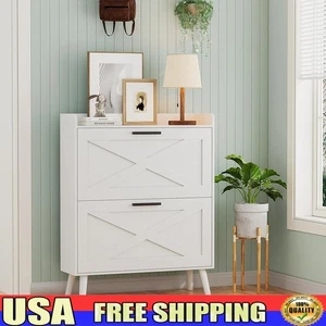 Shoe Cabinet Storage Organizer W/ Flip Drawers Space Saving Anti-Tip Design New - Picture 1 of 64