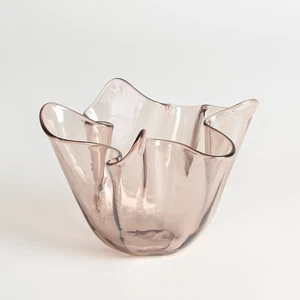 Murano Glasvase Fazzoletto Ätzstempel VENINI ca. 1955 Altrosè vintage dekorativ - Bild 1 von 5