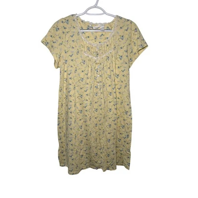 Adonna yellow floral moomoo night gown womens small sleepwear cozy evening - Image 1 of 4