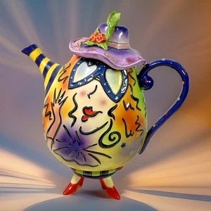 Studio Designworks Abstrakte Dame Teekanne Skurril Handbemalt Keramik Sammlerstück - Bild 1 von 15