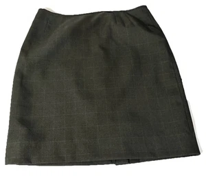 Kasper Gray Skirt Flat Front Straight Plaid Lined Sz 12 Classic Career Preppy - Picture 1 of 11