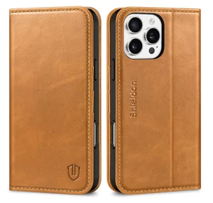 Funda para iPhone 16 Pro Max 6.9" Cuero Genuino Folio Cartera Bloqueo RFID - Imagen 1 de 4