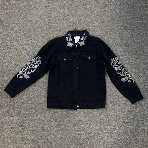Quaker Factory Denim Jacket Size M Rhinestones - Picture 1 of 5