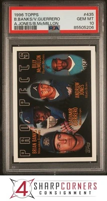 1996 Topps #435 Andruw Jones-Vladimir Guerrero Prospects TC PSA 10 Foto 1 de 3