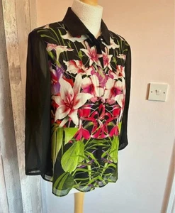 Ted Baker Tropical Flower Floral Blouse Shirt Size 3 - Picture 1 of 5