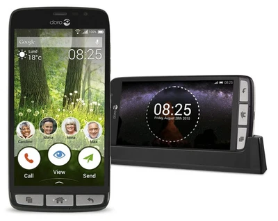 Doro Liberto 825 Smartphone - Nero/Acciaio - Funzionante, Difetto Del Display - Immagine 1 di 4