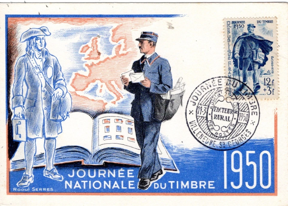 863+ FDC  CARTE 1er JOUR    JOURNEE DU  TIMBRE 1950   VILLENEUVE ST GEORGES - Photo 1/1