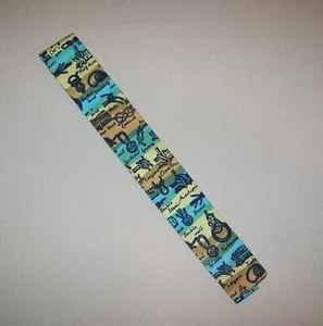 Old Vtg 1950s Square End Skinny Tie Various Knots Blue Beige Black Rooster Brand - Picture 1 of 5