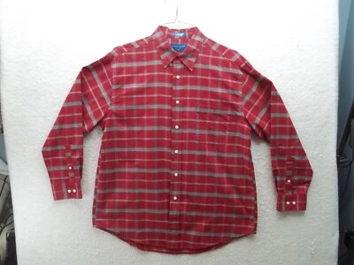 Town Craft  Mens Red Plaid stripe Button Down Shirt Long Sleeve Sz L Foto 1 de 4