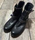 NWOB Frye Women’s Sz 9 Black Leather Veronica Harness Studded Ankle Boots