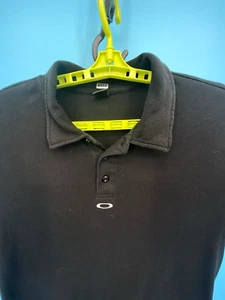Vintage Oakley Polo Mens Large Black Center Logo Spellout Double Sided Golf O - Picture 1 of 9
