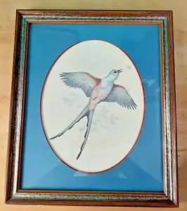 Arte enmarcado con cola de tijera Clark Bronson 13" x 16" aves firmadas - Imagen 1 de 11