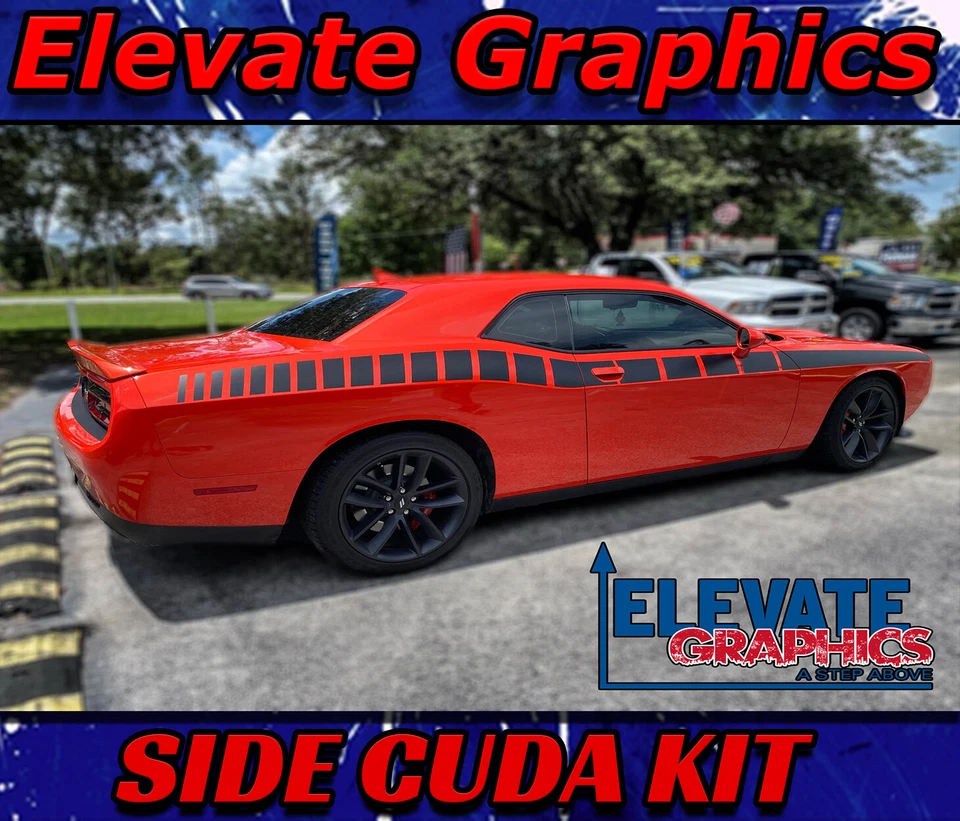 For Dodge Challenger Stripes Side Cuda Graphics Vinyl Decals Stickers 2011-2023 - Изображение 1 из 4