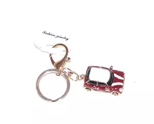 KEYCHAIN KEY FOB GT Ring & Lobster Claw Fastener Metal Car BURGUNDY MINI COOPER - Bild 1 von 1