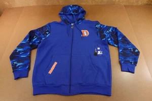 Denver Broncos Starter Mens Size XL Blue Fleece Full Zip Hooded Sweatshirt NWT - Picture 1 of 11