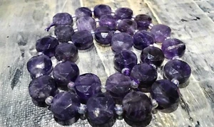 Nat Amethyst Faceted,Flat Round, 10-10.5x10.5-11x5.5-6mm, 28pce, Free Post OZ - Bild 1 von 3