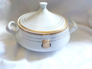 Vintage UPRR Union Pacific Railroad China Gold Shield Casserole  - Picture 1 of 5