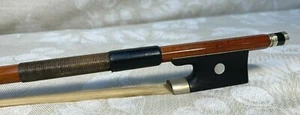 Unique Antique Violin Bow Germany Round Shaft Leather & Wire Winding Ebony Frog - Picture 1 of 12