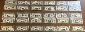 (30) TRINARY $20, $10, $1 DOLLAR BILLS WITH SIX 5-OF-A-KIND/ODOMETER NOTE - $179 - Picture 1 of 19