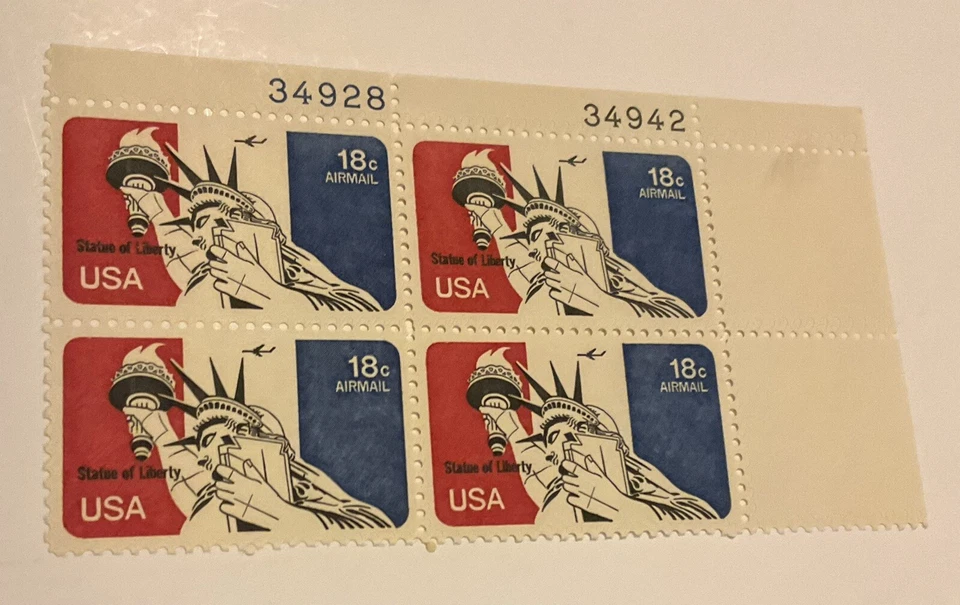 US Stamps Scott C87 ,18c airmail plate block of 4 1974, M/NH ,OG - Image 1 of 1