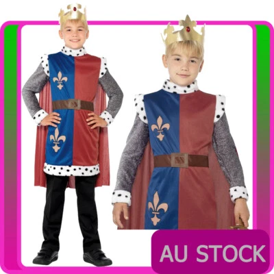Niños Niño Rey Arturo Príncipe Caballero Medieval Histórico Vestido Elegante Disfraz Túnica Foto 1 de 4