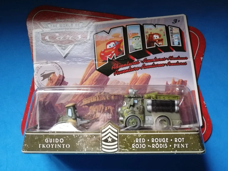 Mini Adventur. Guido e Red  Military - Cars 2008 - Bl.doppio Mattel 1/80 Plastic - Immagine 1 di 1