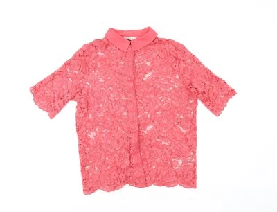 Marks and Spencer Mujer Rosa Floral Poliamida Básico Abotonado Talla 8 Cuello Foto 1 de 4