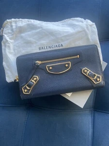 Balenciaga Motocross Metallic Edge Zip Around Leather Continental Wallet - Picture 1 of 9