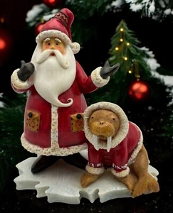 Estatuilla de Navidad de Papá Noel y Morsa Debbie Mumm de colección en iceberg - Imagen 1 de 11