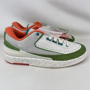 Nike Air Jordan 2 Retro Low Titan Bianco Verde Arancione Donna Taglia 7 - Foto 1 di 10