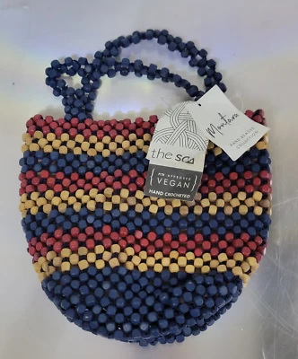 Bolso Pequeño THE SAK Montara Madera Cuentas a Mano ROJO AZUL Y TOSTADO (Nuevo Con Etiquetas) Foto 1 de 4