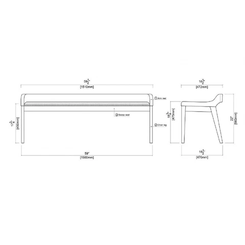 Boraam Rasmus Dining Bench Chestnut Wire-Brush Cover