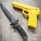 2pc Practice Training Pistol Gun Rubber Martial Arts Dummy Firearm & Knife Combo