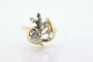 14k Diamond Ring Leaf Setting Diamond with accents Diamond Bow Love Knot ring 55 - Picture 1 of 8