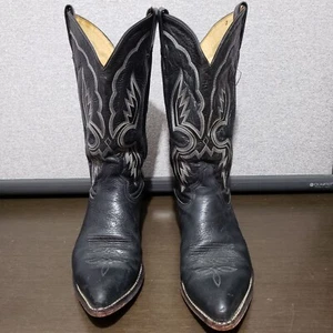 Tony Lama 6252 Schwarz Leder Herren Cowboy Western Stiefel Hergestellt in den USA 10,5D - Bild 1 von 20