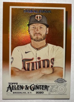 2020 Topps Allen Ginter Chrome Orange Refractors #245 Josh Donaldson #'d 10/25 - Image 1 of 2