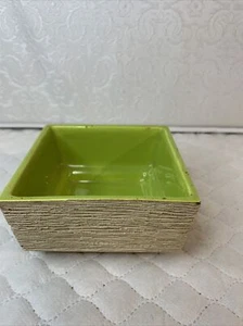 CALIFORNIA POTTERY 806C STAHL MID CENTURY RETRO TAN W/LIME GREEN INTERIOR - Picture 1 of 5