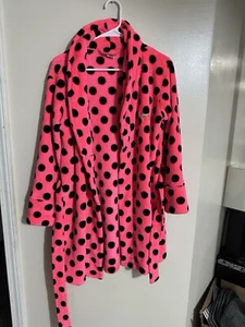 VS PINK Soft Plush Polka Dot Robe with Belt Women's Size XS/S Victorias Secret - Picture 1 of 5