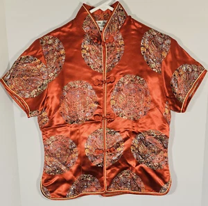 Rare Vintage Y2K YI FANG Traditional Chinese Silk Embroidered Shirt - Red - Med - Picture 1 of 17