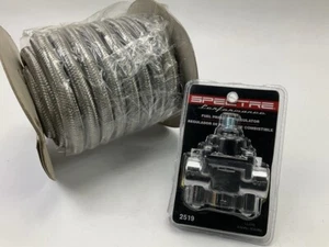 Spectre Carburetor 5-9 PSI 3/8" Fuel Pressure Regulator + 25 Feet Braided Hose - Picture 1 of 9