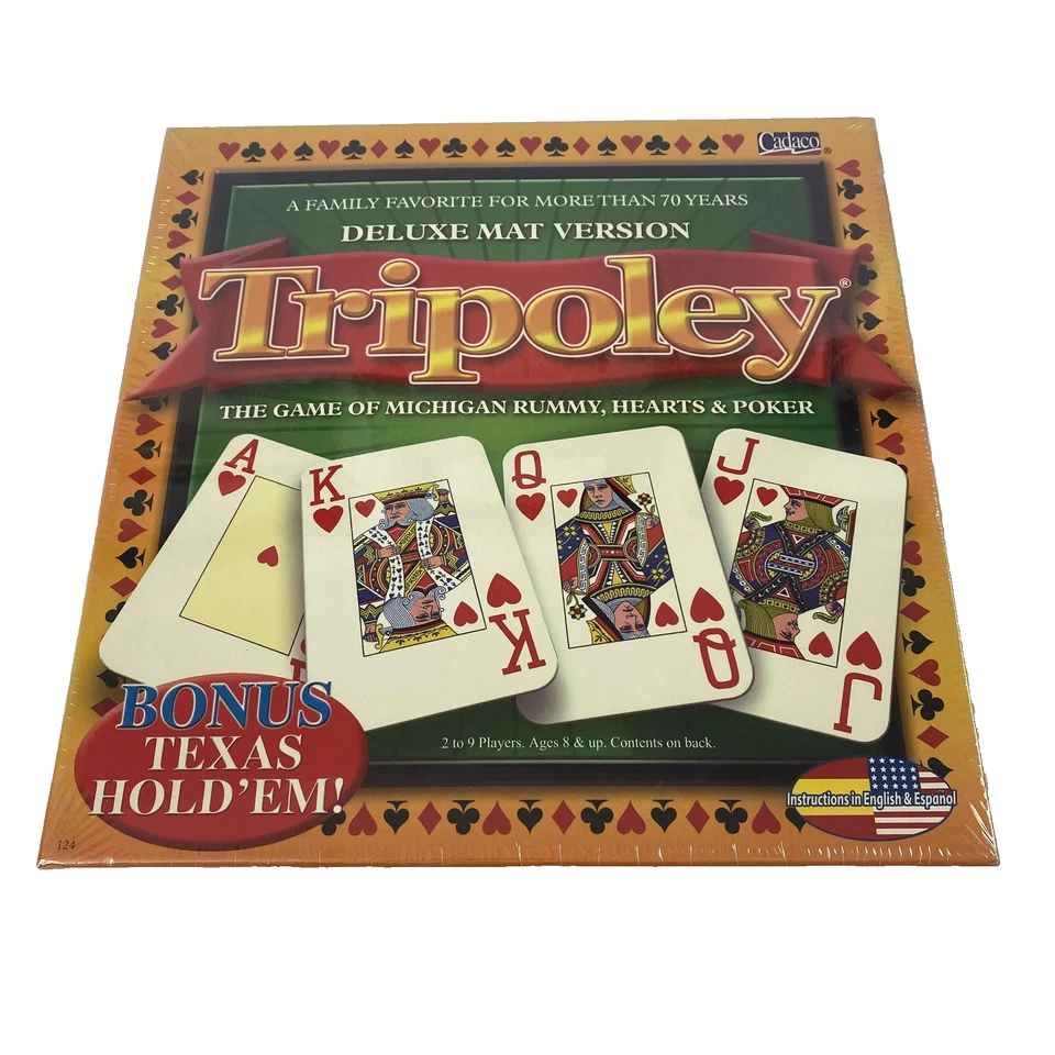 Cadaco Tripoley Deluxe Mat Juego de Mesa Sellado Bonus Texas Hold'em 2-9 Jugadores Foto 1 de 4