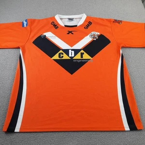 Castleford Tigers Mens Rugby Shirt 4XL Orange Black Jersey Top Adult XXXXL - Picture 1 of 9