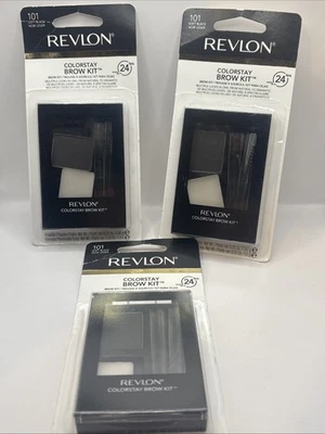 Revlon Colorstay Brow Kit 101 SOFT BLACK Lot Of 3 Defective Packaging SEE DESC - Image 1 of 4