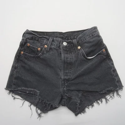 Levi's Womens 501 Jean Shorts Size 25 Black Denim Cut Off Style Button Fly - Image 1 of 4