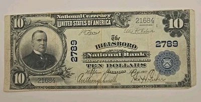 Series 1902 $10 Large National Bank Note The Hillsboro National Bank - Image 1 of 4