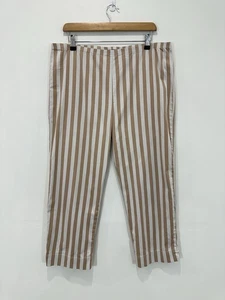 Mela Purdie Pants Women AU18 (2X) Brown Striped Elastic Waist Tapered Cotton AUS - Picture 1 of 12