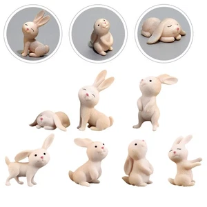 7 Pcs Mini Animal Ornaments Child Bunny Rabbit Fairy Garden Miniature Figurines - Picture 1 of 12