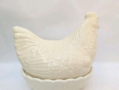 Mason Cash Ceramic Hen Nest Egg Holder Storage Pot with Lift off Lid Cream VGC - Image 1 of 4