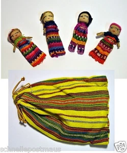 4 Sorgenpüppchen 5,5 cm gross Sorgenpuppe im Säckchen - Bild 1 von 2