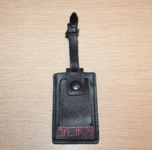 TUMI Black Leather Luggage Laptop ID Business Card Tag Replacement Travel - Picture 1 of 4